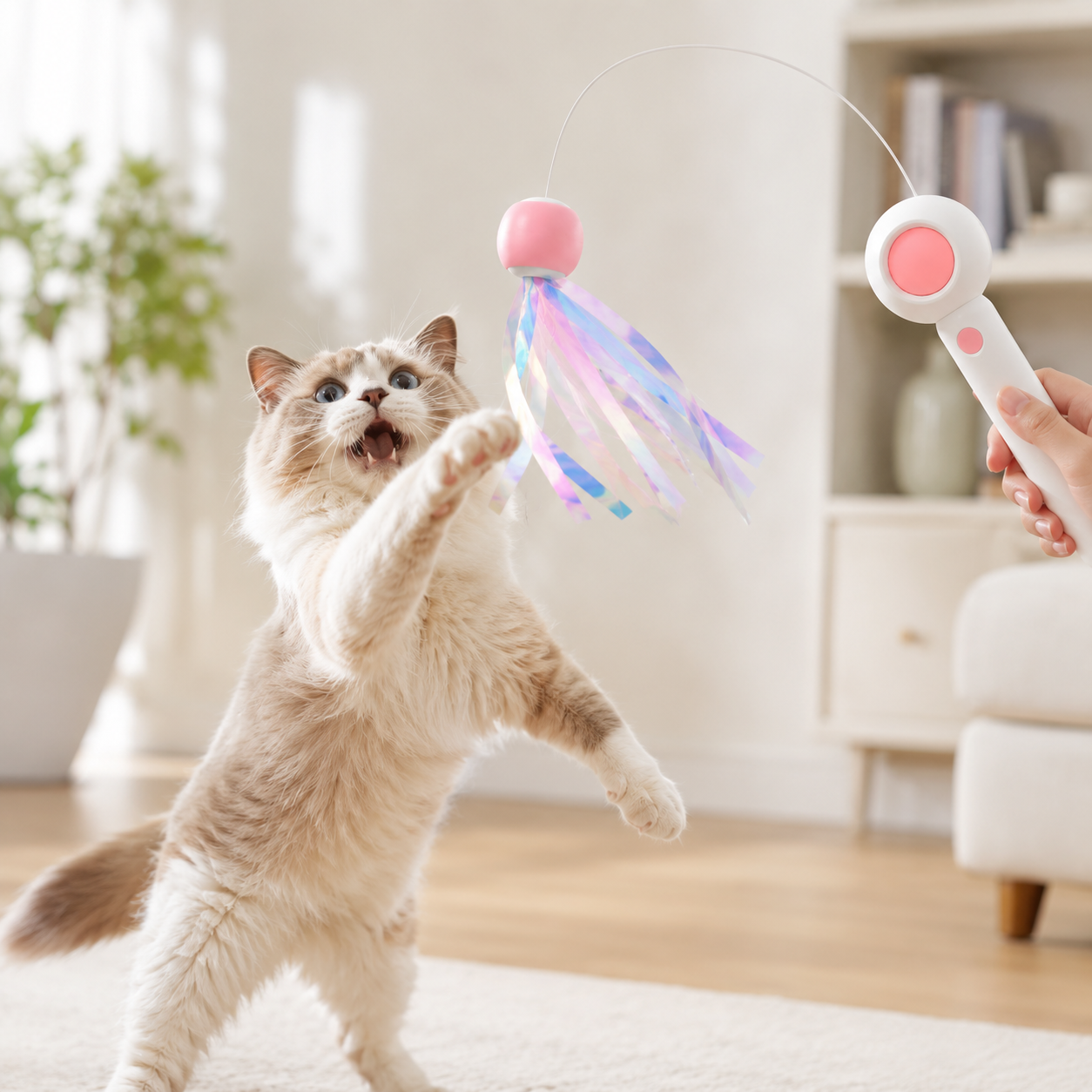 Retractable Feather Cat Teaser Wand