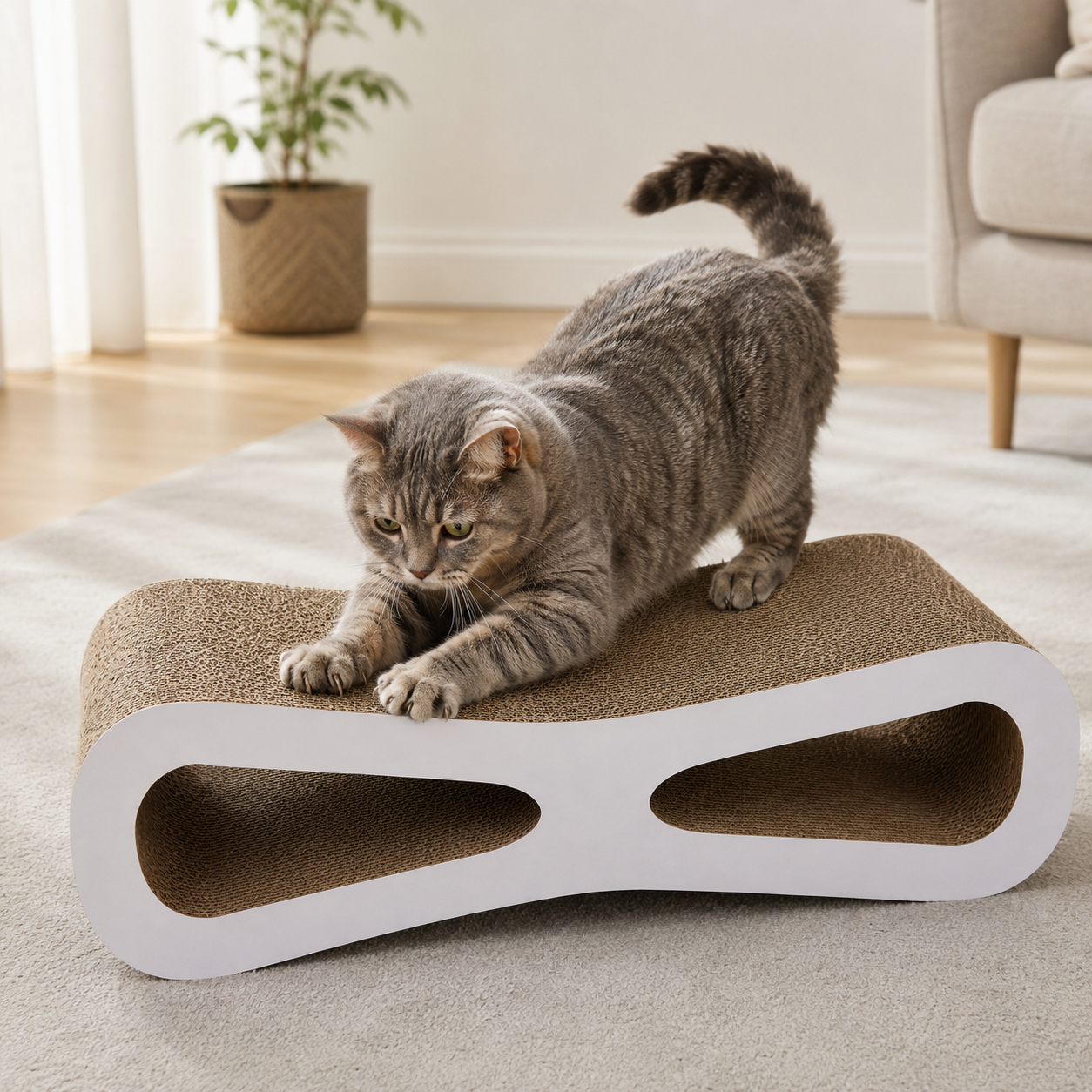 Natural Corrugated Cat Scratcher Lounge