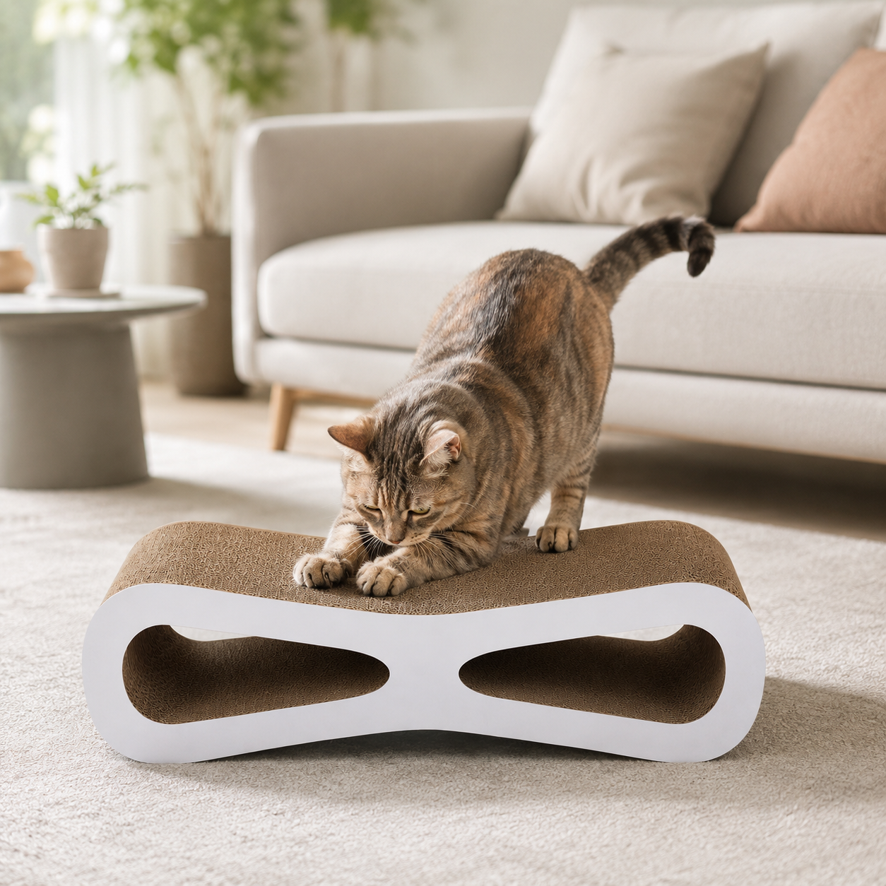 Natural Corrugated Cat Scratcher Lounge