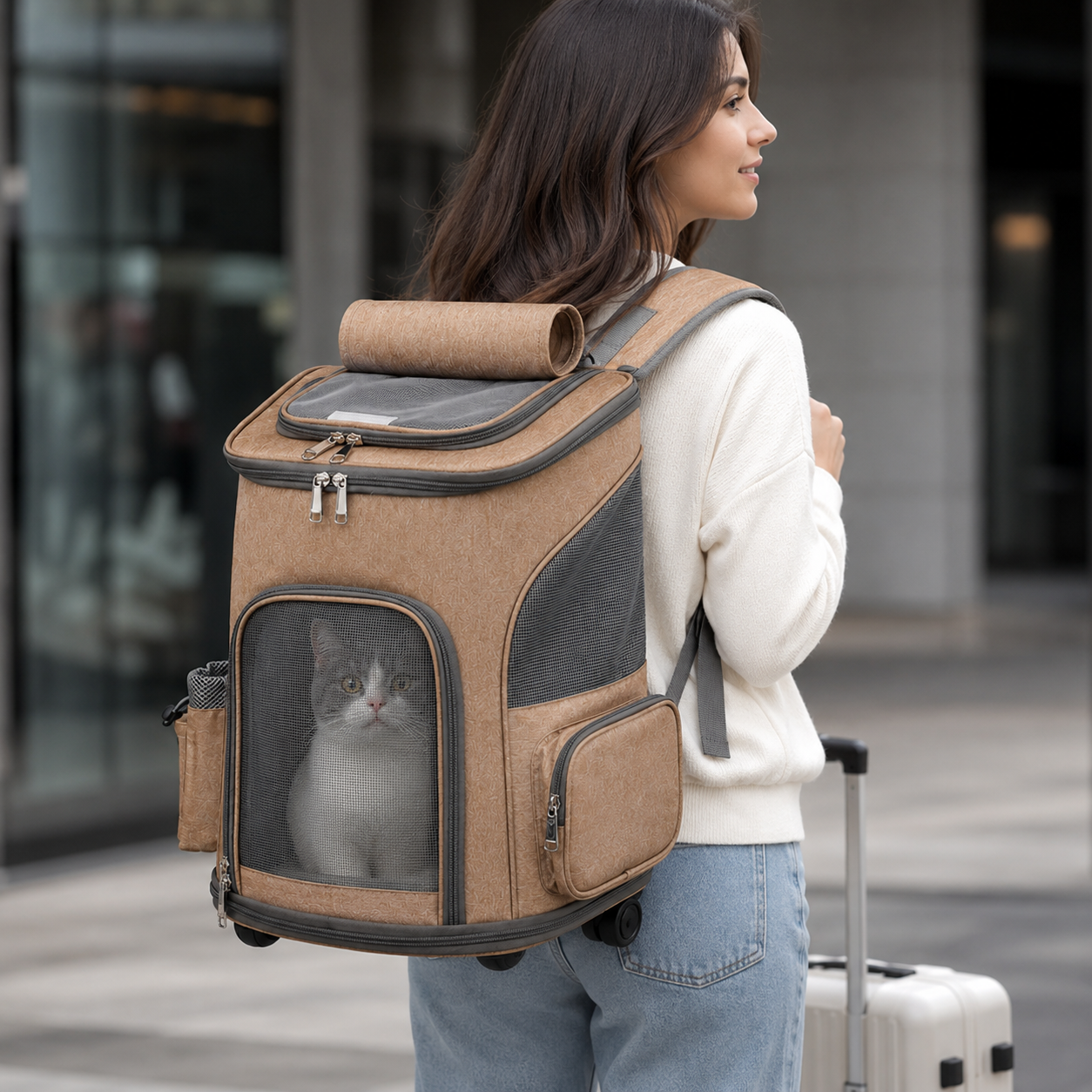 Foldable Pet Backpack Trolley