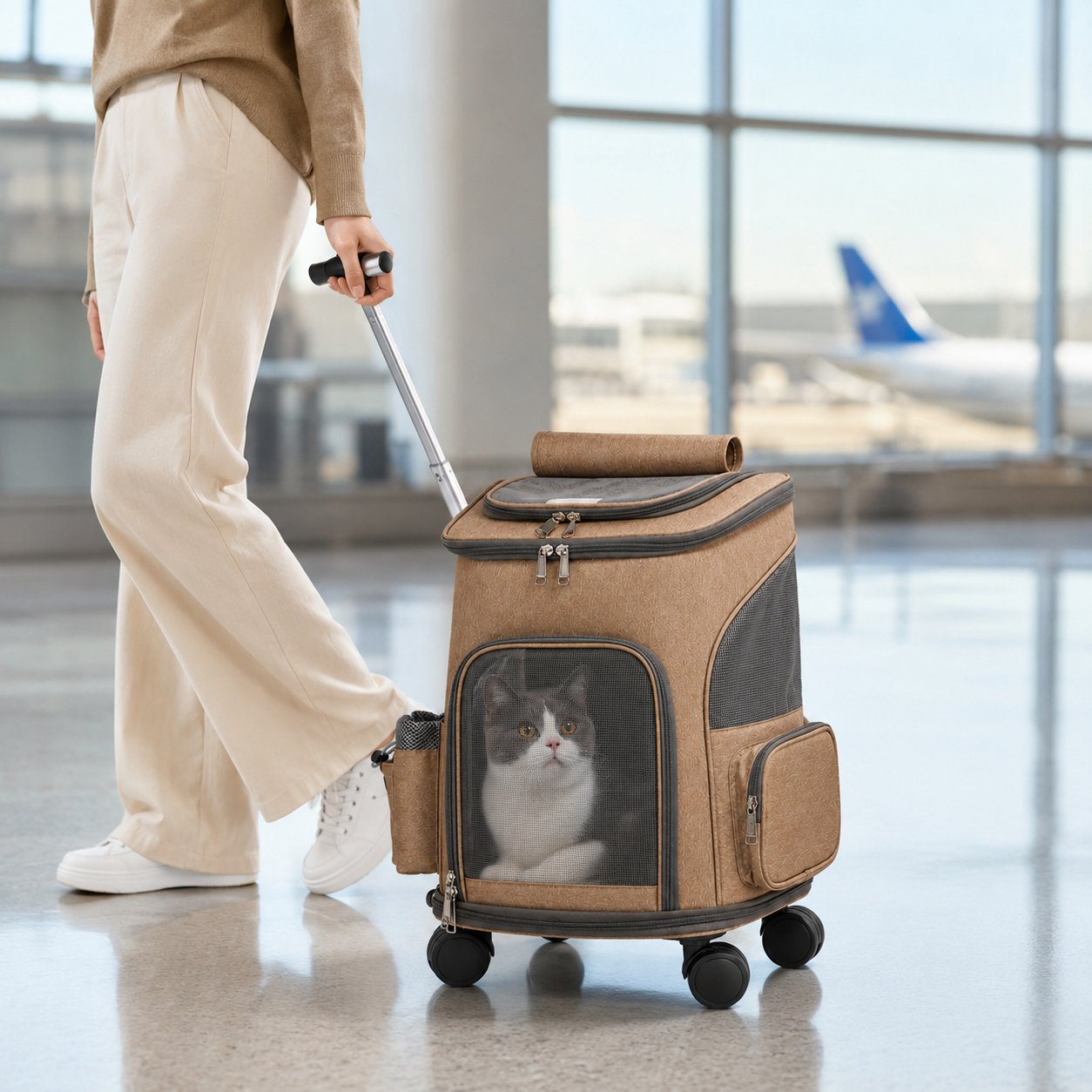 Foldable Pet Backpack Trolley