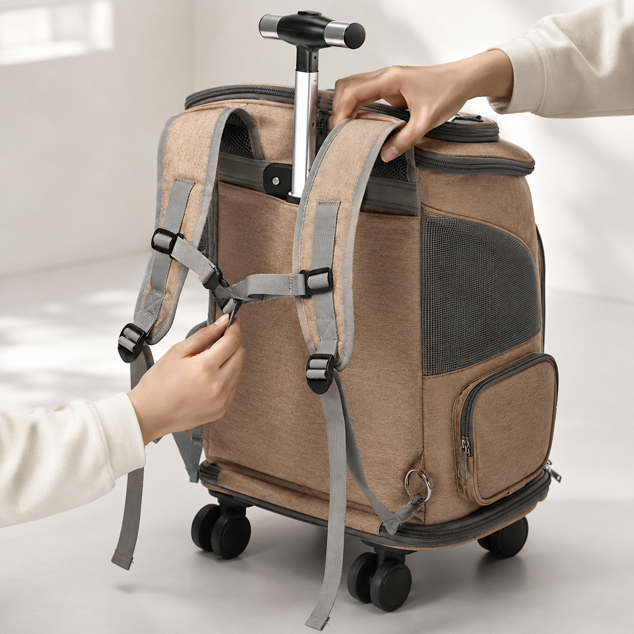 Foldable Pet Backpack Trolley