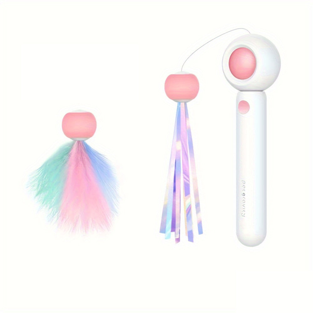 Retractable Feather Cat Teaser Wand