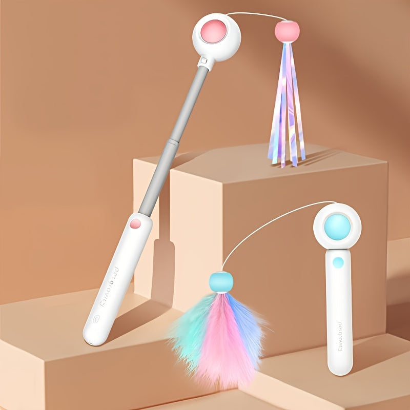 Retractable Feather Cat Teaser Wand